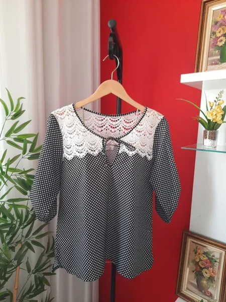 blusa poá r&c com renda g