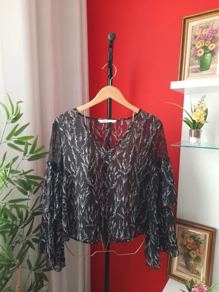 blusa zara floral manga flare m