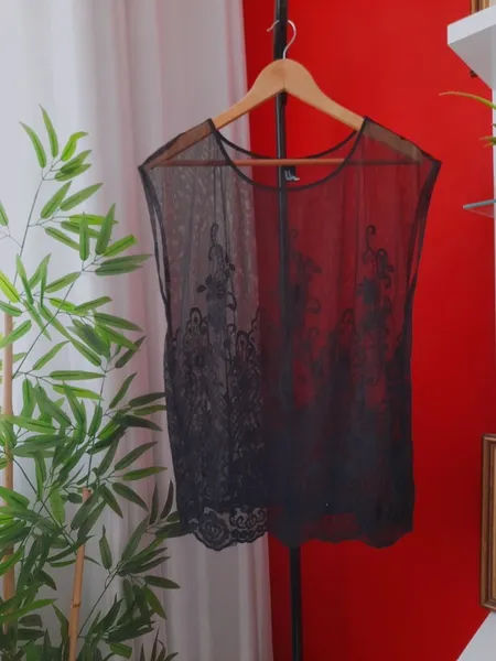 blusa forever 21 tela bordada preta p