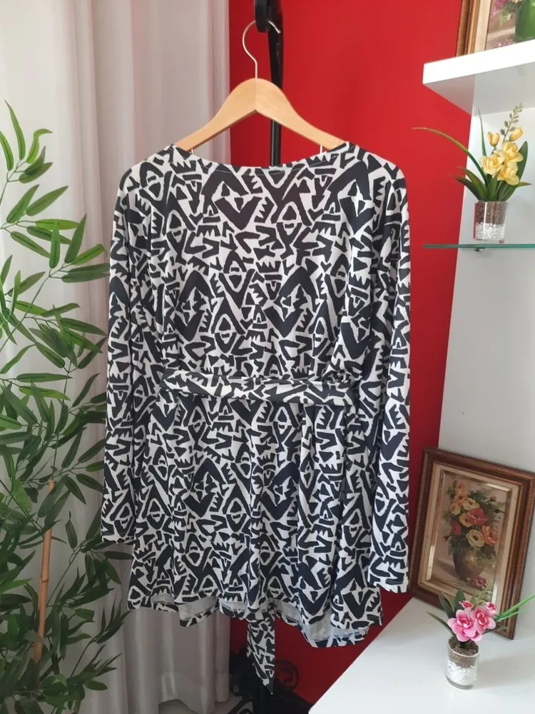 kimono estampado preto e branco g