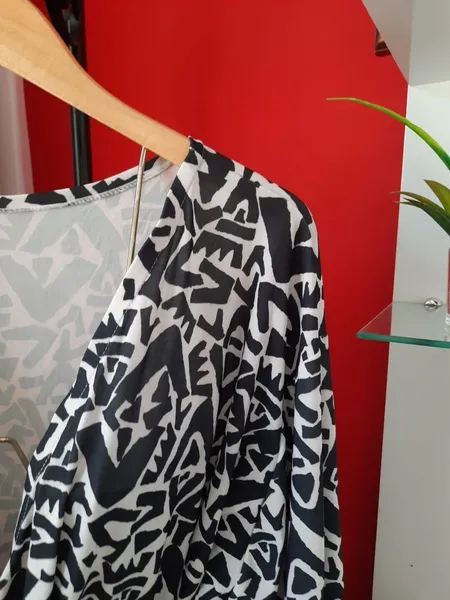 kimono estampado preto e branco g