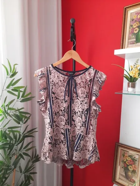 blusa rendada peplum ysc-city rosa e azul m