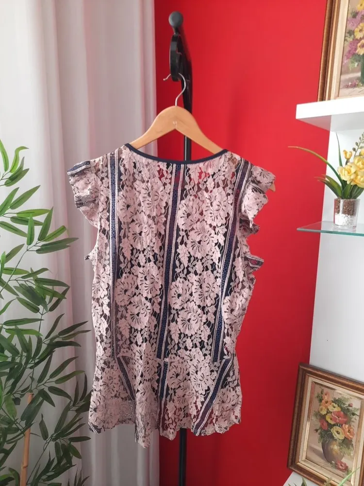 blusa rendada peplum ysc-city rosa e azul m