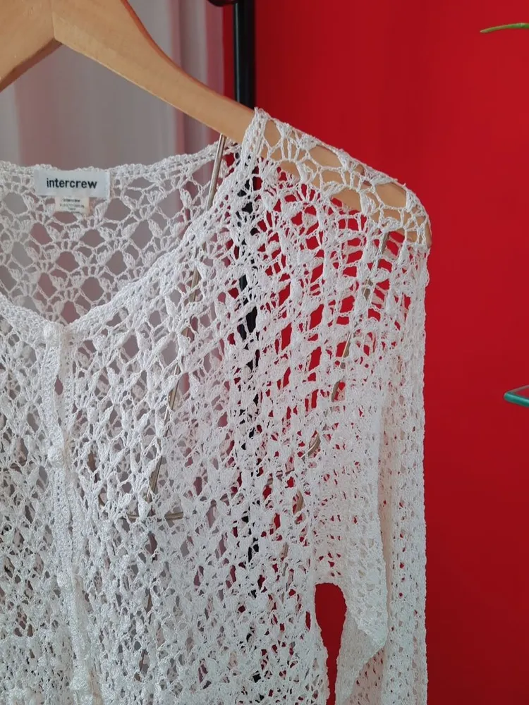 casaquinho de crochê intercrew off-white único