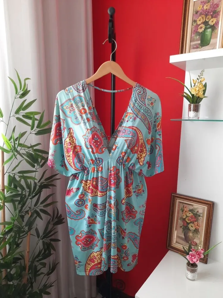 vestido saída de praia líquido estampado p