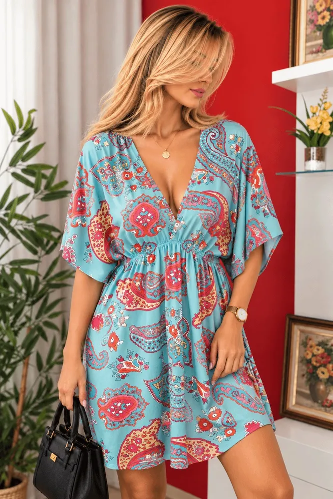 vestido saída de praia líquido estampado p