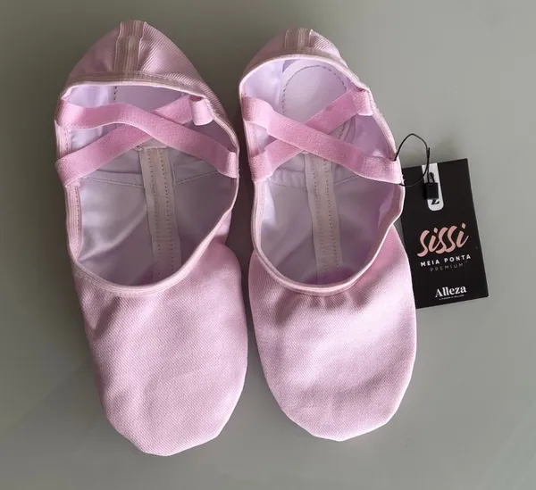 Sapatilha meia ponta rosa Alleza com sola dividida