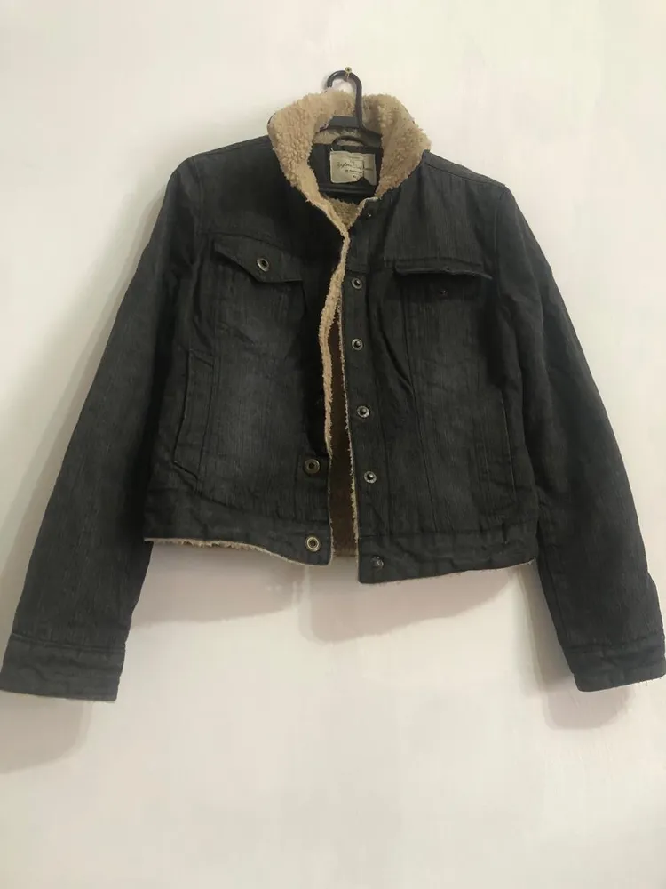 jaqueta jeans azul escuro