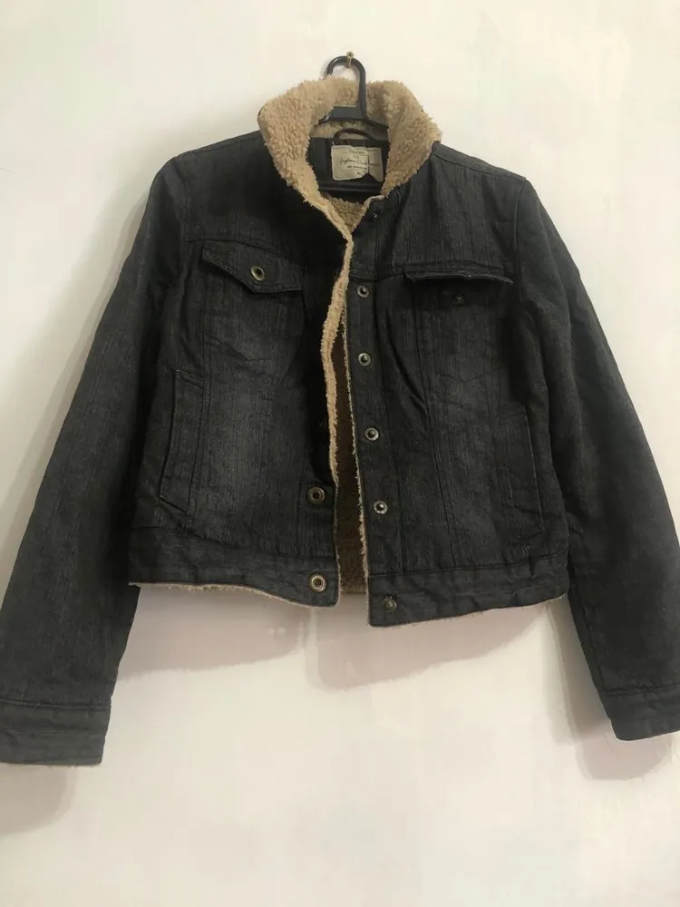 jaqueta jeans azul escuro