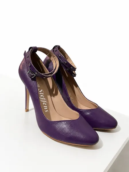 sapato carmen steffens roxo couro legítimo salto alto luxury