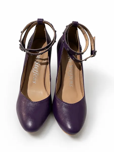 sapato carmen steffens roxo couro legítimo salto alto luxury