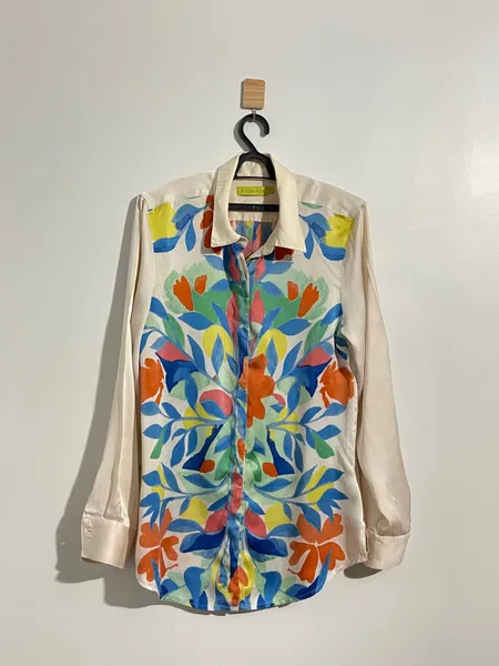 camisa richards seda estampada tropical resortwear luxury