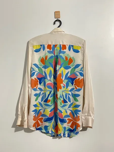 camisa richards seda estampada tropical resortwear luxury