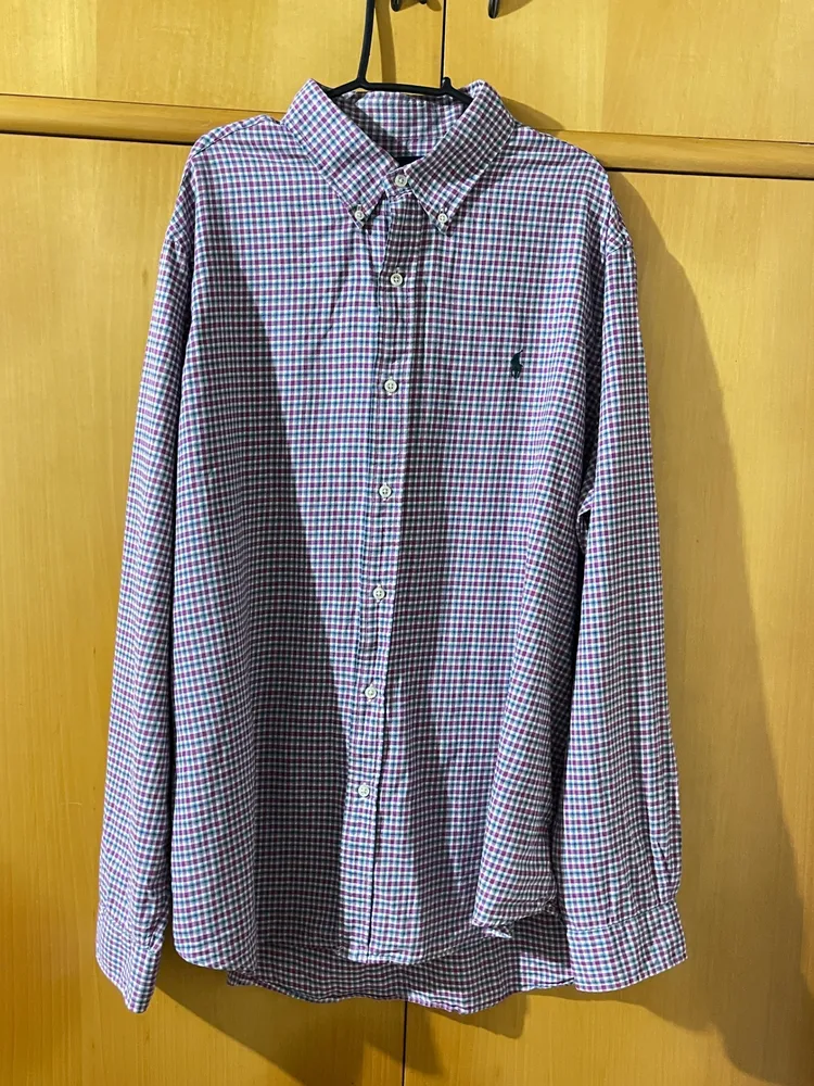 camisa ralph lauren xadrez formal classic fit algodão