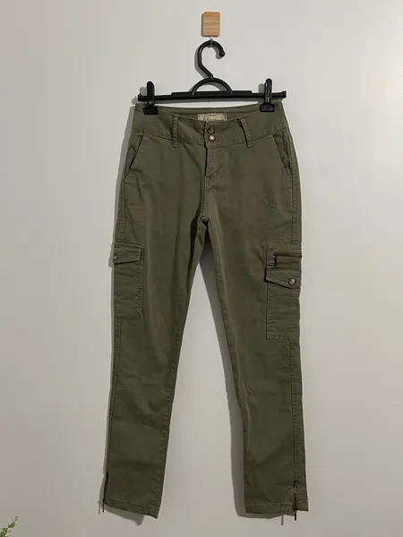 calça cargo schooner verde militar utilitária streetwear c