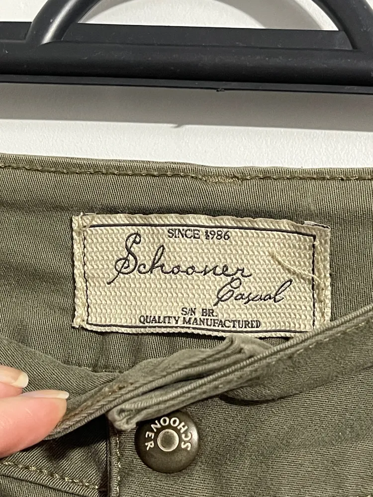 calça cargo schooner verde militar utilitária streetwear c