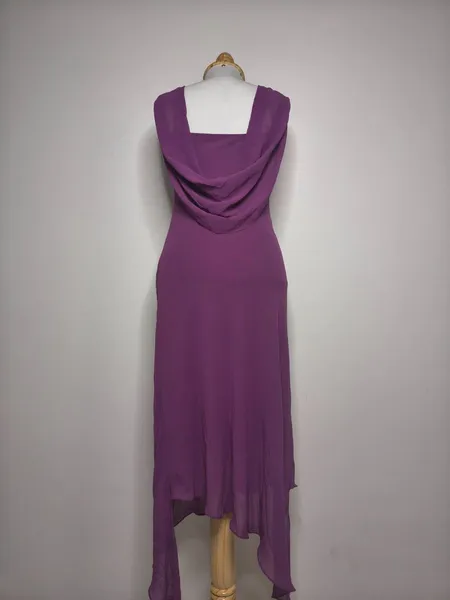 vestido roxo assimetrico vintage