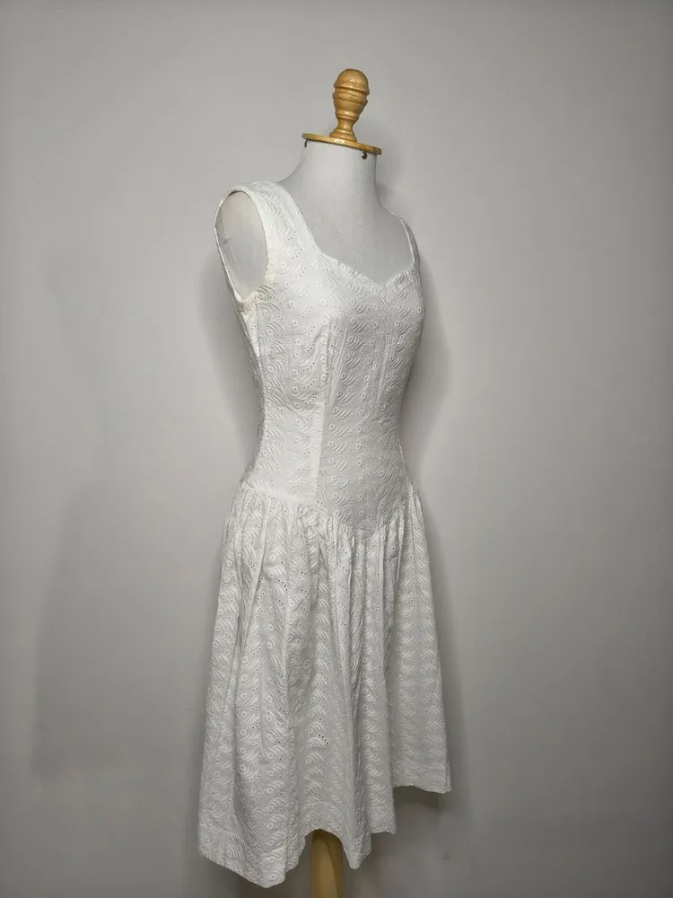 vestido laise branco vintage 38