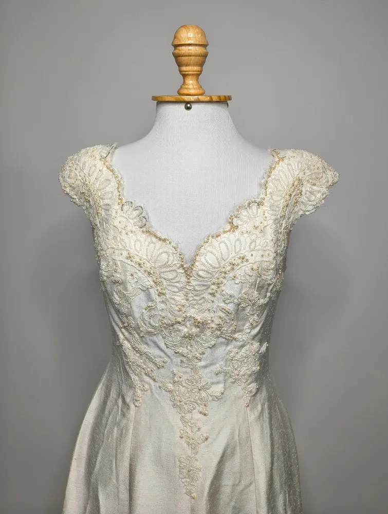 vestido de noiva vintage evasê bordado