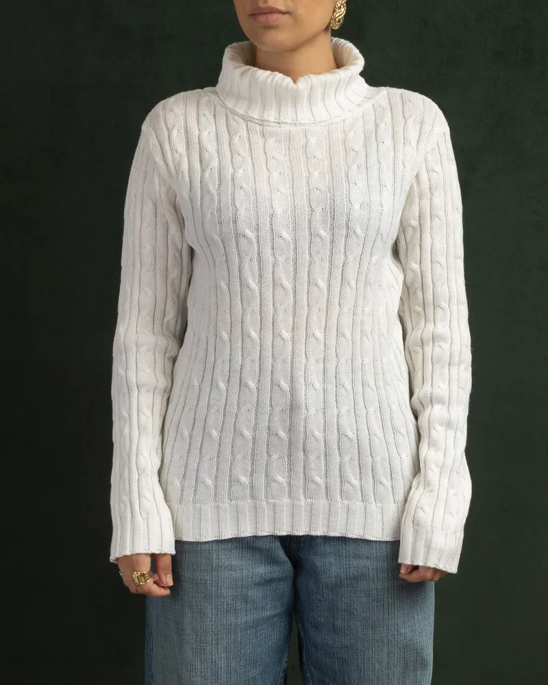 Malha tricot gola alta branca