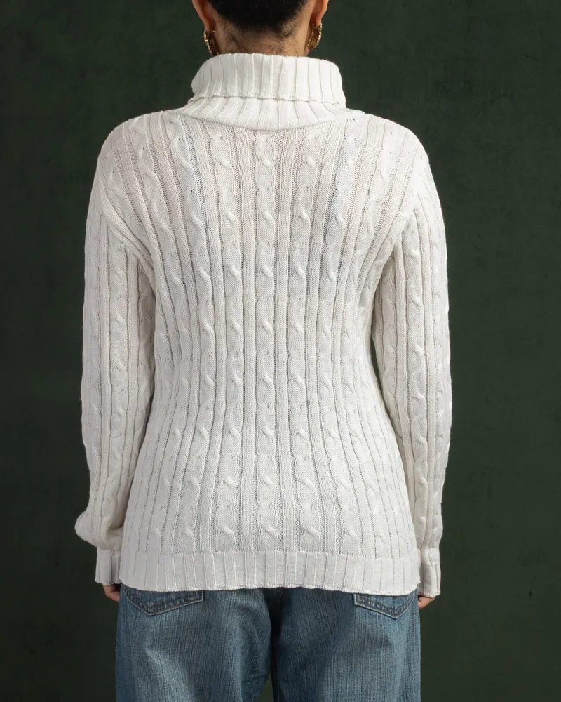 Malha tricot gola alta branca