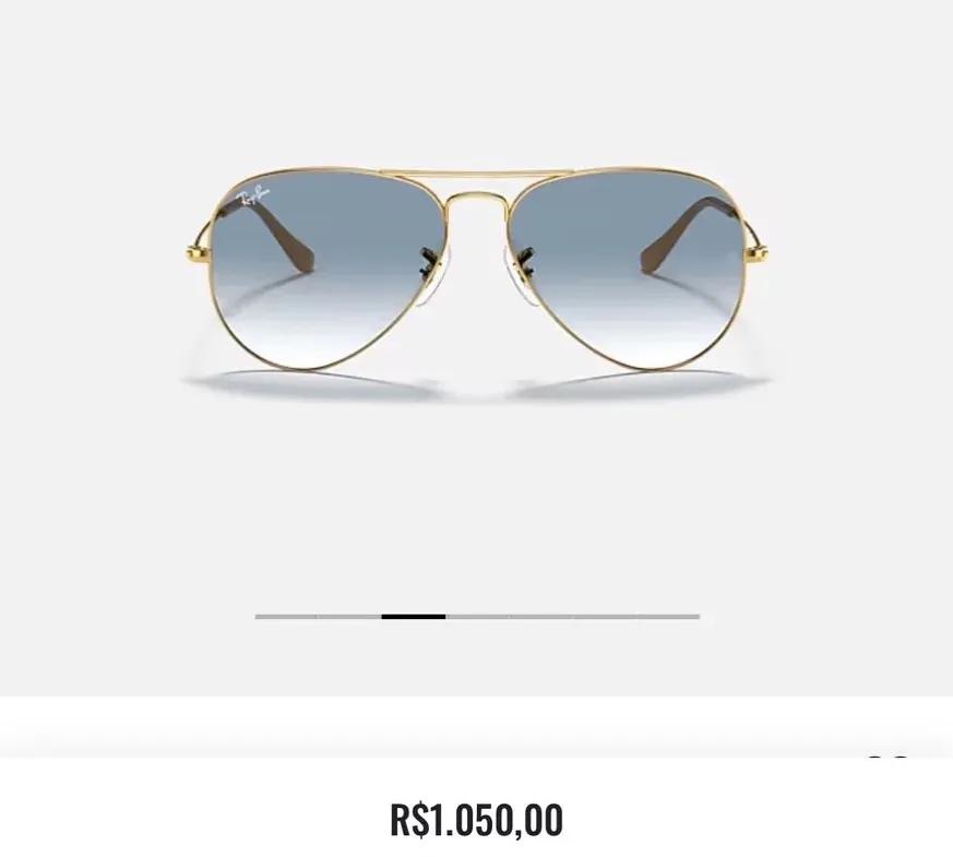 Oculos de sol Rayban, aviador, lente azul claro