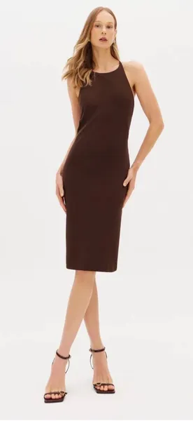 Vestido midi Lança Perfume, M, marrom
