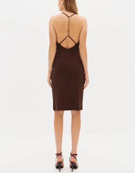 Vestido midi Lança Perfume, M, marrom