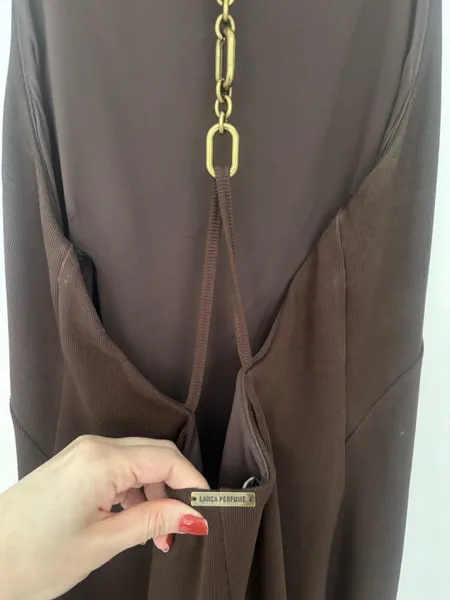 Vestido midi Lança Perfume, M, marrom
