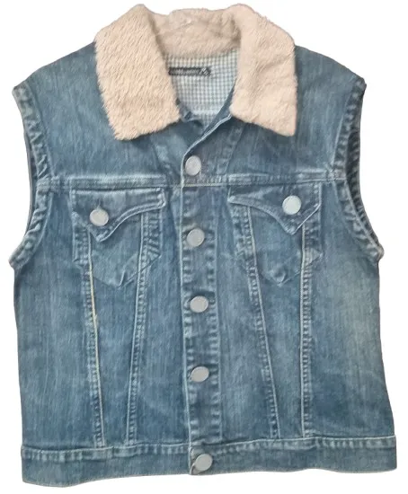 Colete desapego jeans gola felpuda Linda de Morrer tam 42