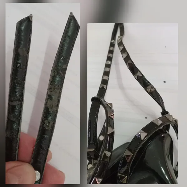 Sandália Tiras com pirâmides salto 10 cm Dzarm Preta tam 36