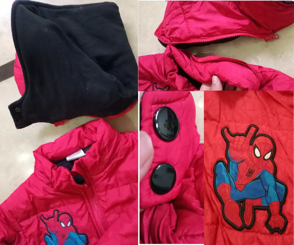 jaqueta puffer spider man capuz removível tam 6