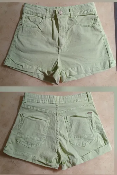 3 shorts coloridos barra dobrada creme P branco 38 verde 40