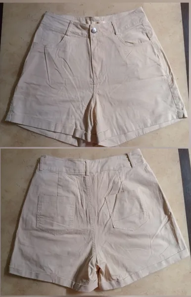 3 shorts coloridos barra dobrada creme P branco 38 verde 40
