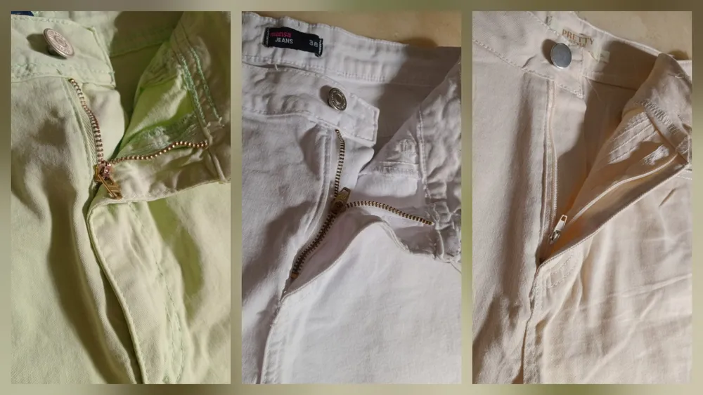 3 shorts coloridos barra dobrada creme P branco 38 verde 40