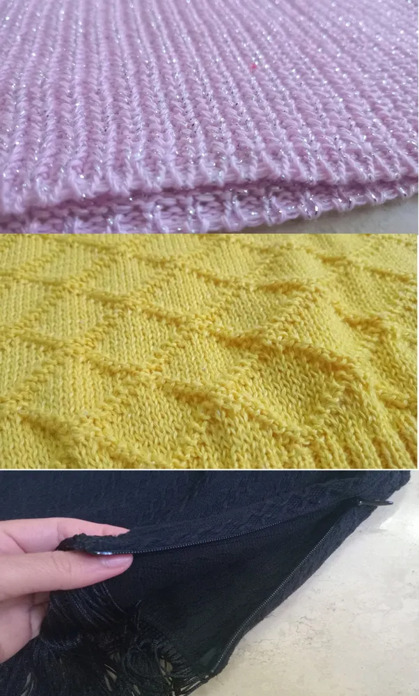 Blusinhas em linha preta com franja P Lilás M Amarelo M