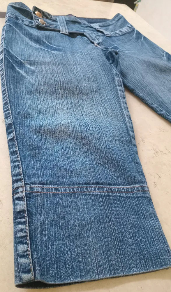 bermuda jeans capri corsária cintura baixa cós largo TNT 38
