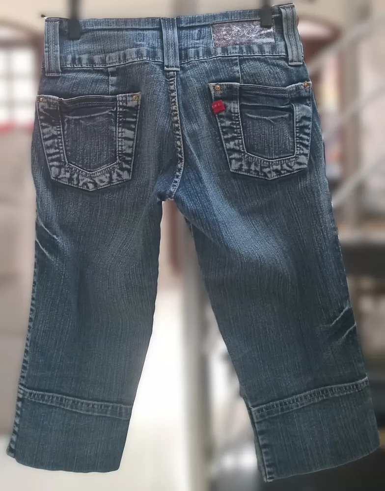 bermuda jeans capri corsária cintura baixa cós largo TNT 38