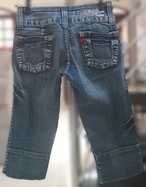 bermuda jeans capri corsária cintura baixa cós largo TNT 38