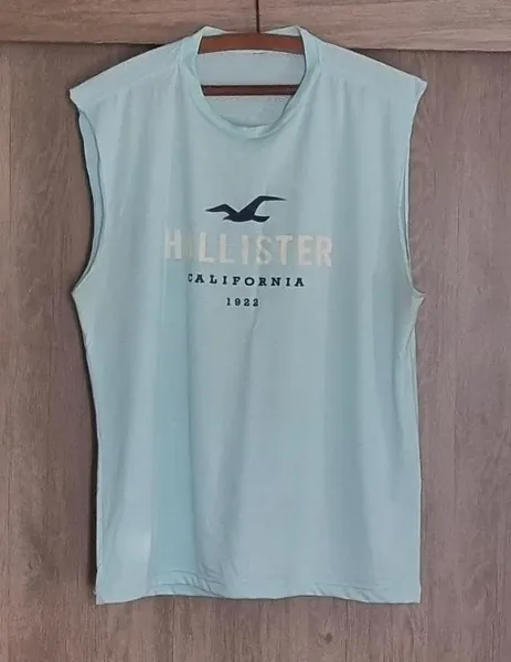 camiseta regata machao azul claro hollister  g slim fit