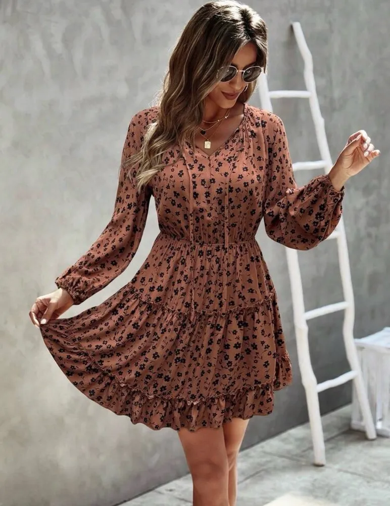 Vestido Casual de Manga Longa