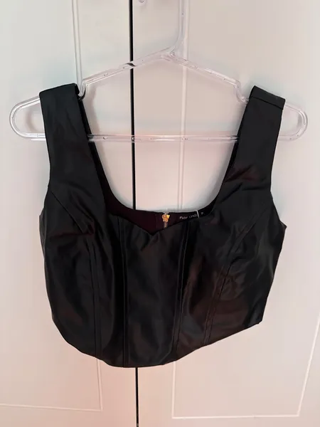 Top Corset PU Preto