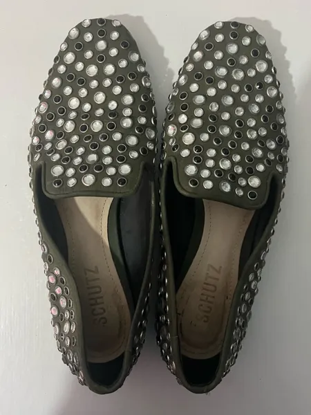 Mocassim Tachas Rebites Schutz Verde Militar