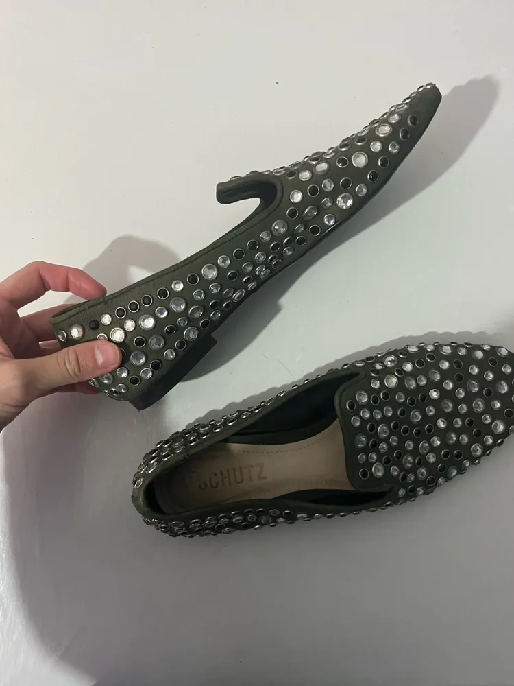 Mocassim Tachas Rebites Schutz Verde Militar