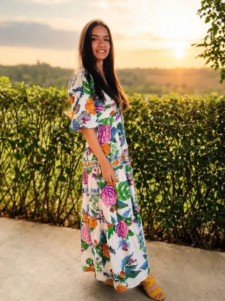 Vestido FARM DOCE JARDIM longo