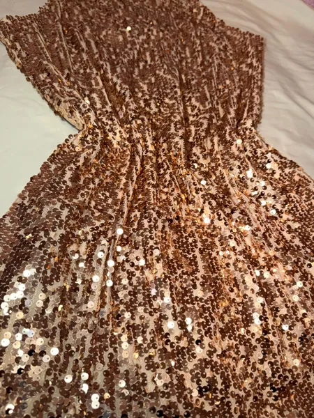 Vestido de Festa Marisa Teen Paetê Rose Gold