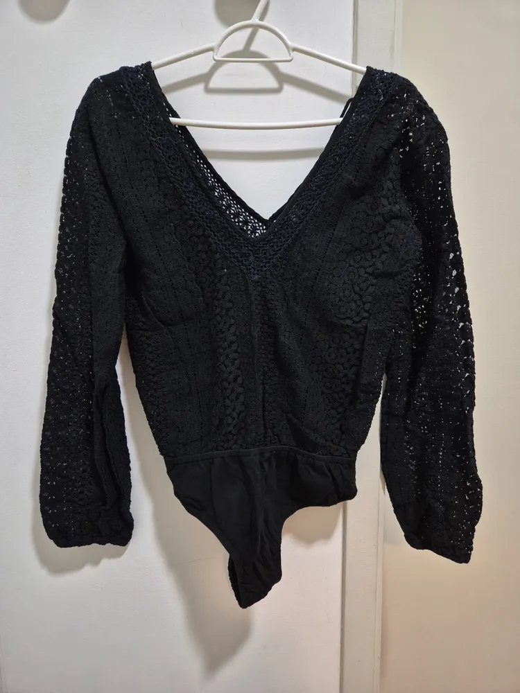 body preto renda algodao Bluesteel tam P