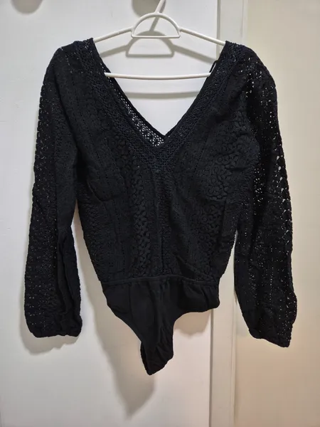 body preto renda algodao Bluesteel tam P