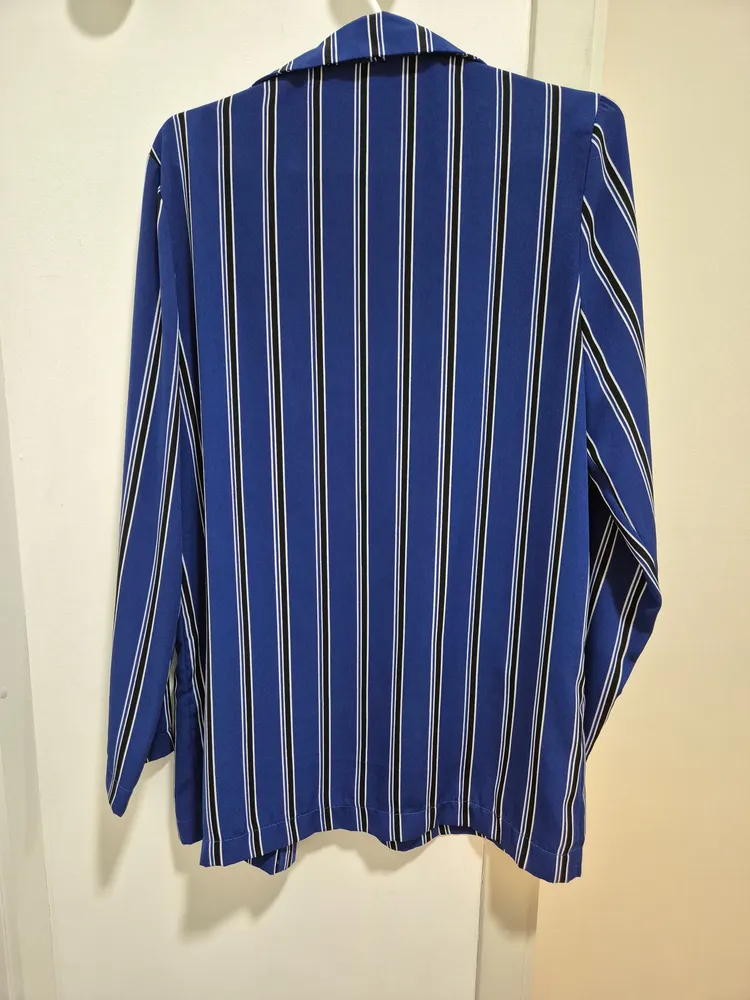 conjunto blazer e short azul listrado tam M Tricia