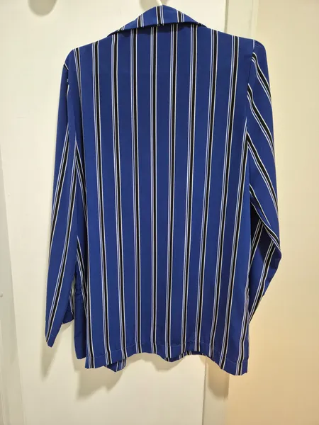 conjunto blazer e short azul listrado tam M Tricia